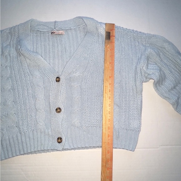 Blue knit cropped oversized sweater L - Picture 4 of 7